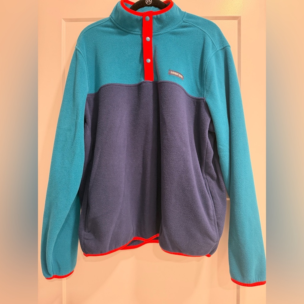 Lands' End Men's Teal and Navy Sweater